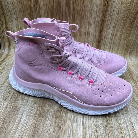 Under Armour Curry 4 FloTro Men\'s 15‎ Pink Basketball Shoes Suede 3024861-600